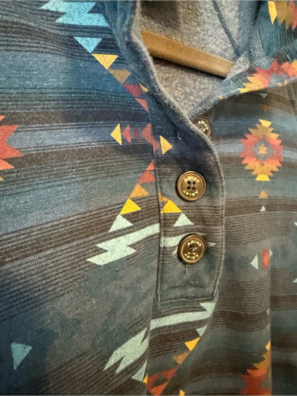Ariat Blue Aztec Button-Front Pullover - Picture 3 of 6